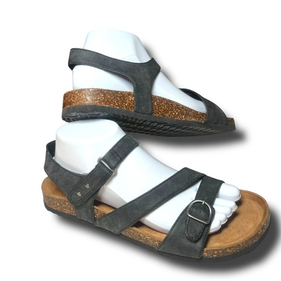 Yuu Peyton‎ 9 1/2  Black Lightweight Flexible Layered Footbed Woman Sandals - Picture 1 of 9